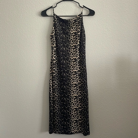 Clue Dresses & Skirts - Leopard Open Back Midi Dress